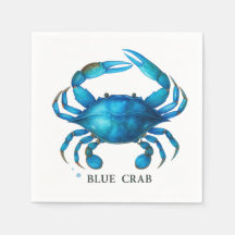 Blue Crab Watercolor Art - Coastal Sea Life