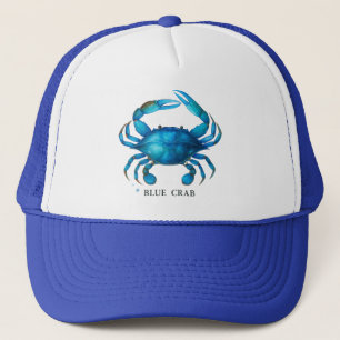 Blue Crab Watercolor Art - Coastal Sea Life  Trucker Hat