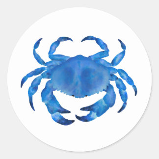 Blue Crab Watercolor Classic Round Sticker
