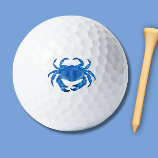 Blue Crab Watercolor Golf Balls