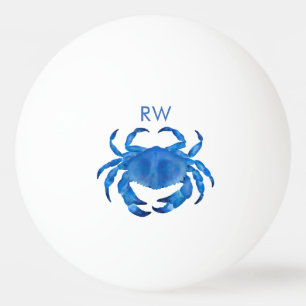 Blue Crab Watercolor Personalised Ping Pong Ball