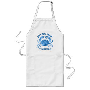 Blue Crab Watercolors Hand Illustration Long Apron