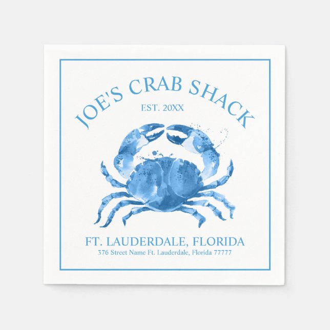 Blue Crab Watercolors illustration Napkin (Front)