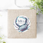 Blue Crab Wedding Monogram Classic Round Sticker<br><div class="desc">Finish your summer wedding invitations or favours with these chic coastal style stickers,  featuring your initials or monogram and wedding date nestled alongside a vintage style nautical blue crab illustration in watercolor.</div>