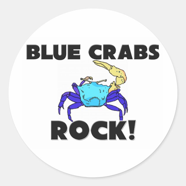 Blue Crabs Rock Classic Round Sticker (Front)