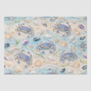 Blue Crabs & Seashells Coastal Tissue Paper