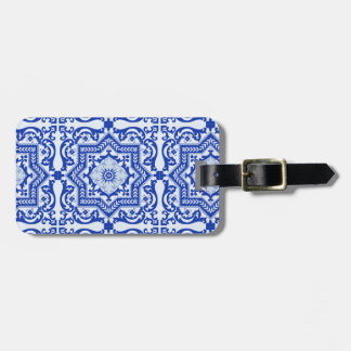 Blue Cracked Ceramic Style Azulejo Vintage Luggage Tag