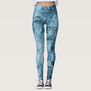 Blue Cracked Texture Leggings