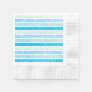 Blue Crackle Striped Paper Cocktail Napkins
