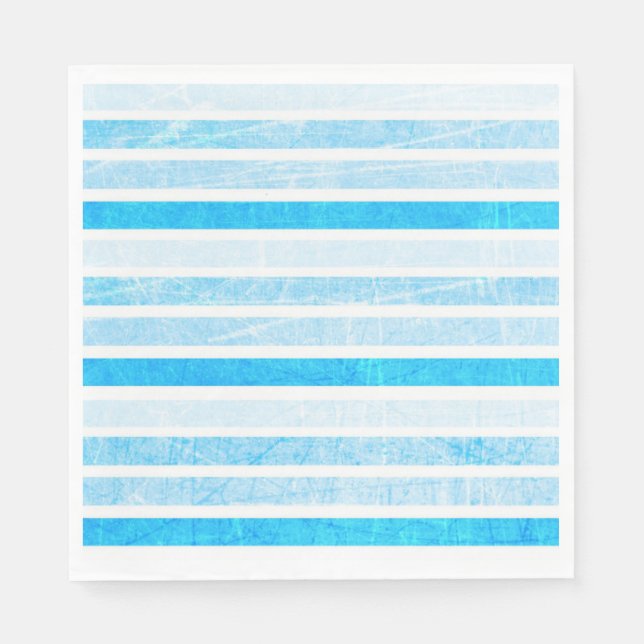 Blue Crackle Striped Paper Lunch Napkins (Front)