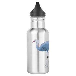 Blue crane bird cartoon illustration 532 ml water bottle