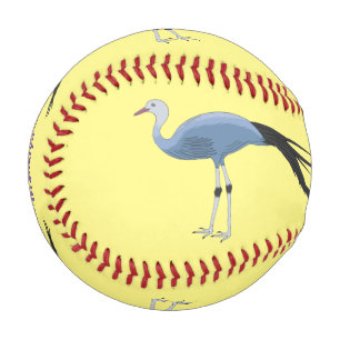 Blue crane bird cartoon illustration baseball