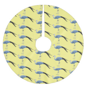 Blue crane bird cartoon illustration  brushed polyester tree skirt