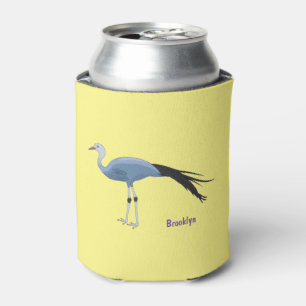 Blue crane bird cartoon illustration can cooler