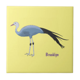 Blue crane bird cartoon illustration ceramic tile