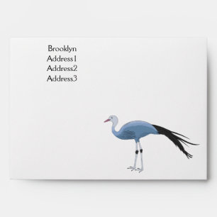 Blue crane bird cartoon illustration envelope