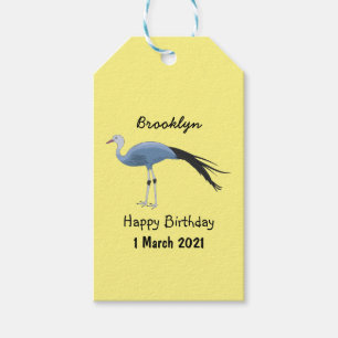 Blue crane bird cartoon illustration gift tags