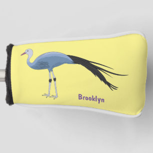 Blue crane bird cartoon illustration golf head cover