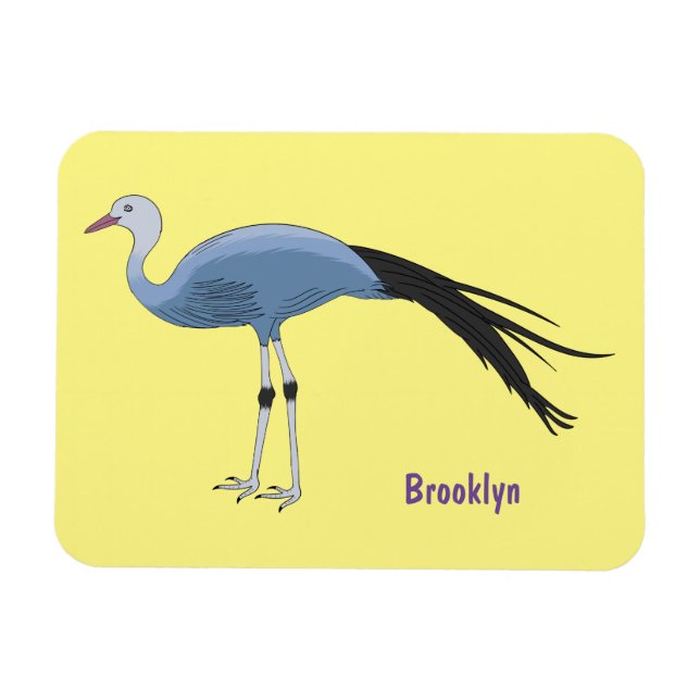 Blue crane bird cartoon illustration  magnet (Horizontal)