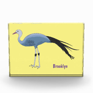 Blue crane bird cartoon illustration photo block