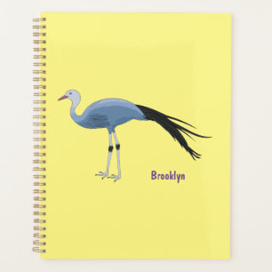 Blue crane bird cartoon illustration planner
