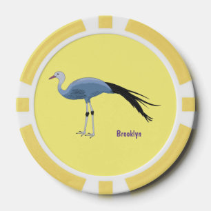 Blue crane bird cartoon illustration poker chips