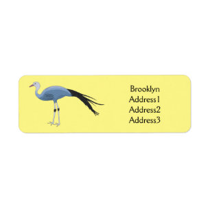 Blue crane bird cartoon illustration  return address label