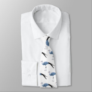 Blue crane bird cartoon illustration tie