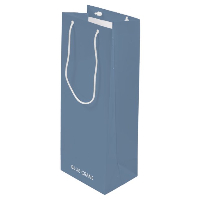Blue Crane blue colour name Wine Gift Bag (Front Angled)