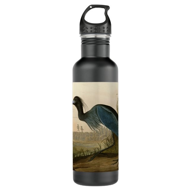Blue Crane Heron Audubon Painting 710 Ml Water Bottle (Front)