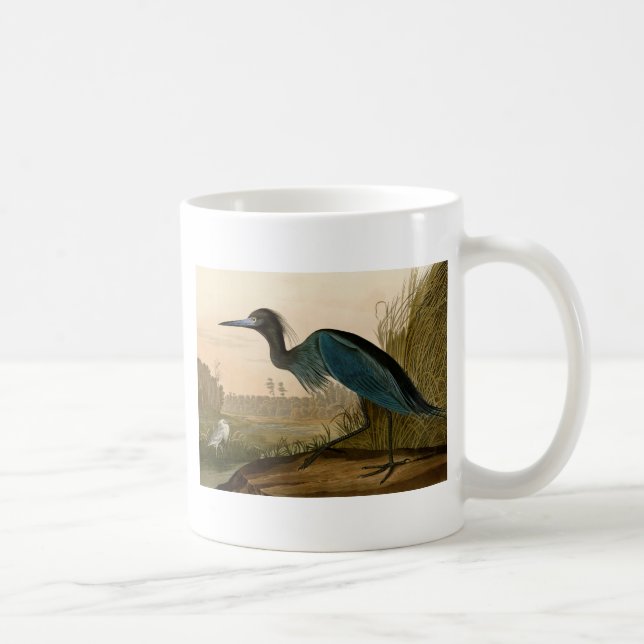 Blue Crane Heron Audubon Painting Coffee Mug (Right)
