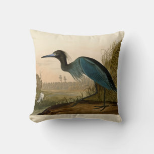 Blue Crane Heron Audubon Painting Cushion