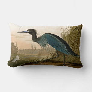 Blue Crane Heron Audubon Painting Lumbar Cushion
