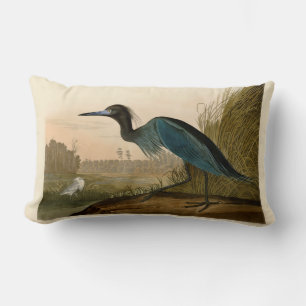 Blue Crane Heron Audubon Print Coastal Art Lumbar Cushion