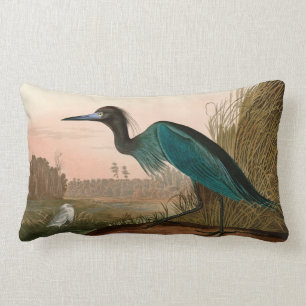 Blue Crane or Heron Birds of America Audubon Print Lumbar Cushion