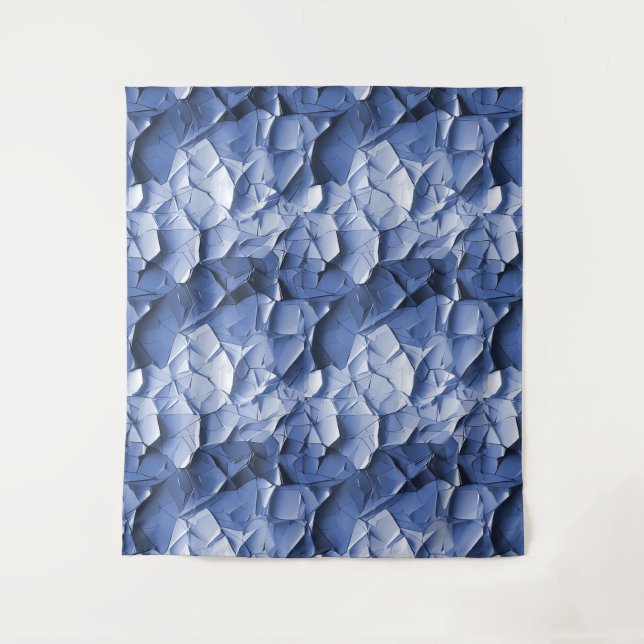 blue craquelure Fabric Tapestry (Front)