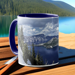 Blue Crater Lake Photo Snowy Mountain Landscape Mug