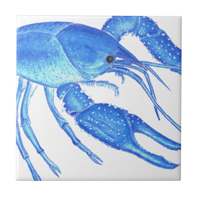 Blue Crawfish Ceramic Tile (Front)