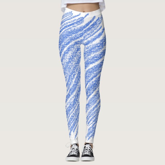 Blue Crayon Style Artwork Leggings (Front)