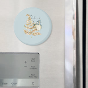 Blue Cream Believe Butterfly Magnet