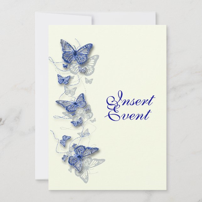 Blue cream birthday engagement wedding invitation (Front)