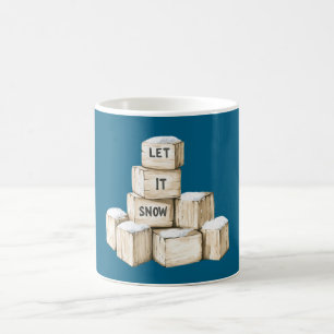Blue Cream Blocks Let it snow Coffee Mug