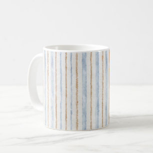 Blue Cream Brown Stripes Coffee Mug