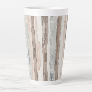 Blue Cream Brown Stripes   Latte Mug