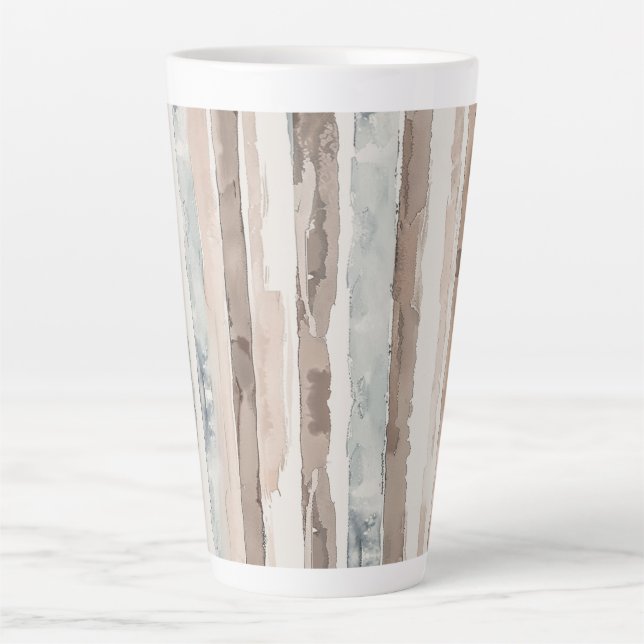 Blue Cream Brown Stripes   Latte Mug (Front)