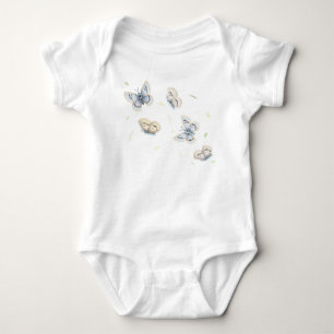 Blue & Cream Butterflies in Dreamy Flight Baby Bodysuit