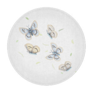 Blue & Cream Butterflies in Dreamy Flight Cutting Board