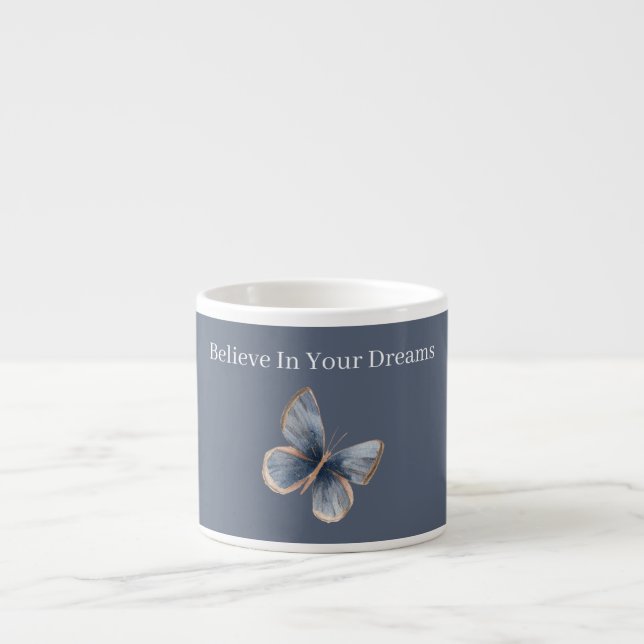 Blue Cream Butterfly   Espresso Cup (Front)