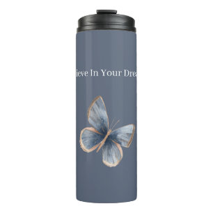 Blue Cream Butterfly   Thermal Tumbler
