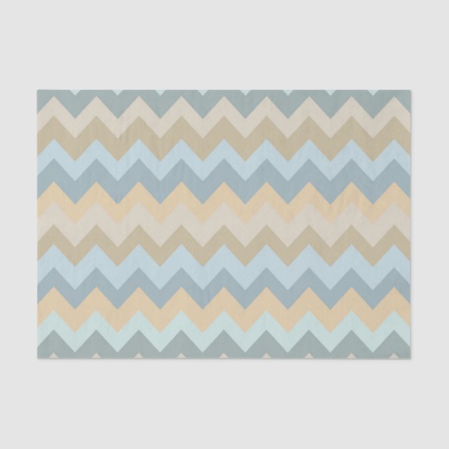 Blue Cream Chevron Stripes Tissue Paper (Front)